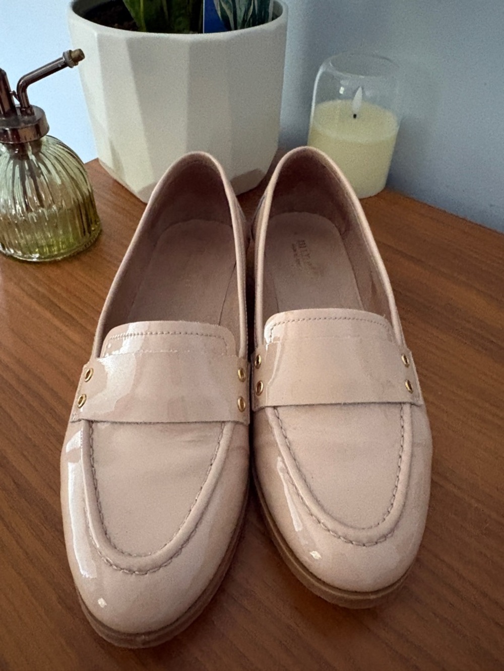 Minelli Blush Patent Leather Penny Loafers - Picture 2 of 5